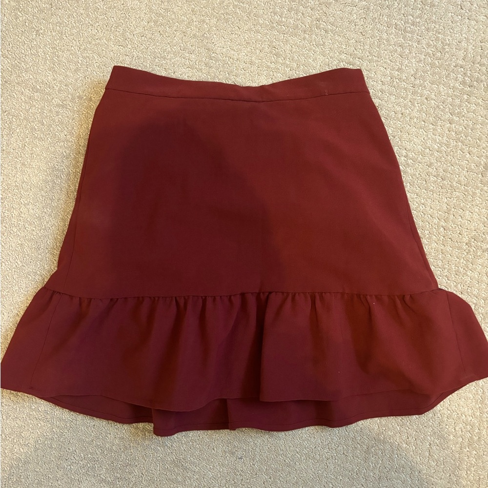 J. Crew Mercantile Burgundy Ruffle Mini Skirt Size 4